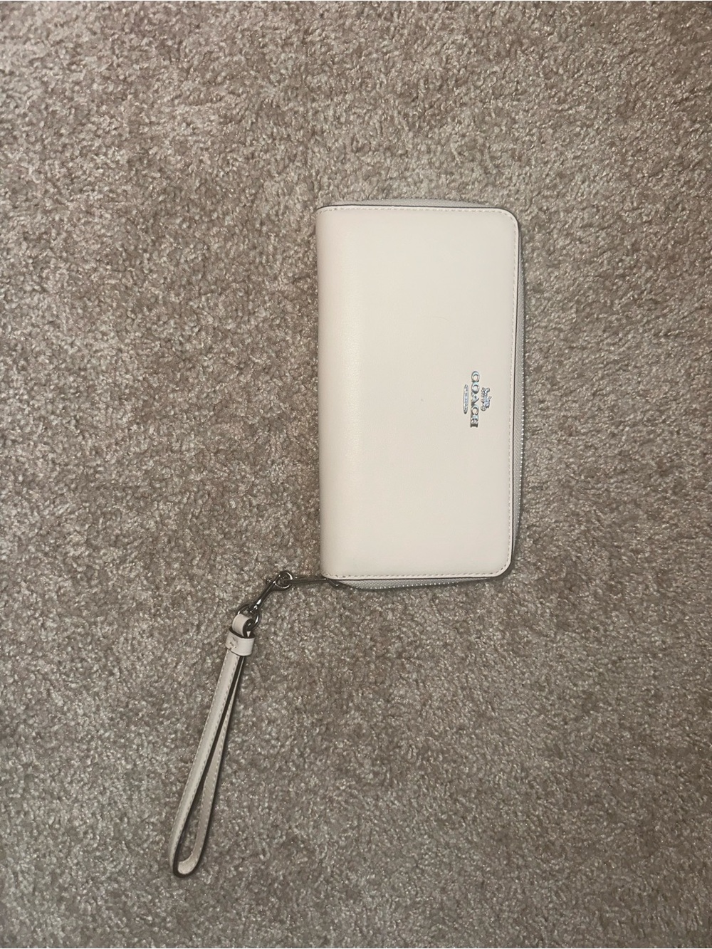 Coach Cream Zip-Around Wristlet Wallet with Removable Strap